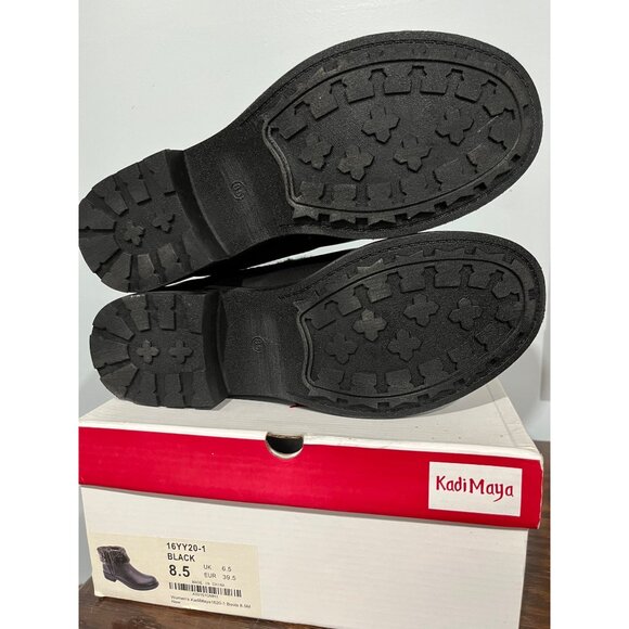 Kadi Maya Womens Black Ankle Boots w/ Faux Fur Trim & Side Zip Size 8.5 - Picture 7 of 9